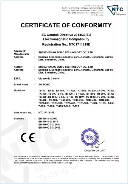চীন AG SONIC TECHNOLOGY LIMITED সার্টিফিকেশন